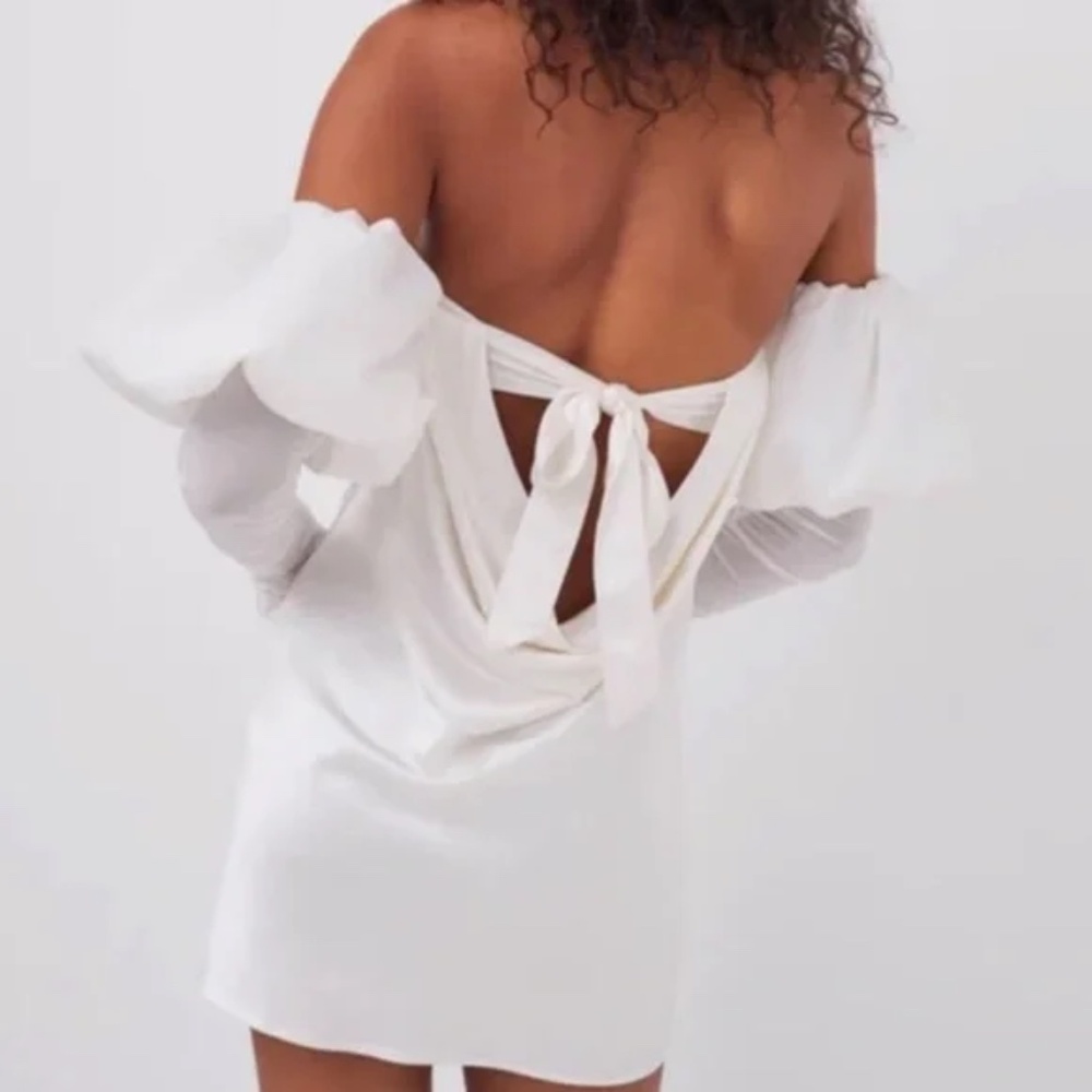 NEW For Love & Lemons Bridal Hazel Mini Wedding Dress w/ Gloves - Picture 5 of 13
